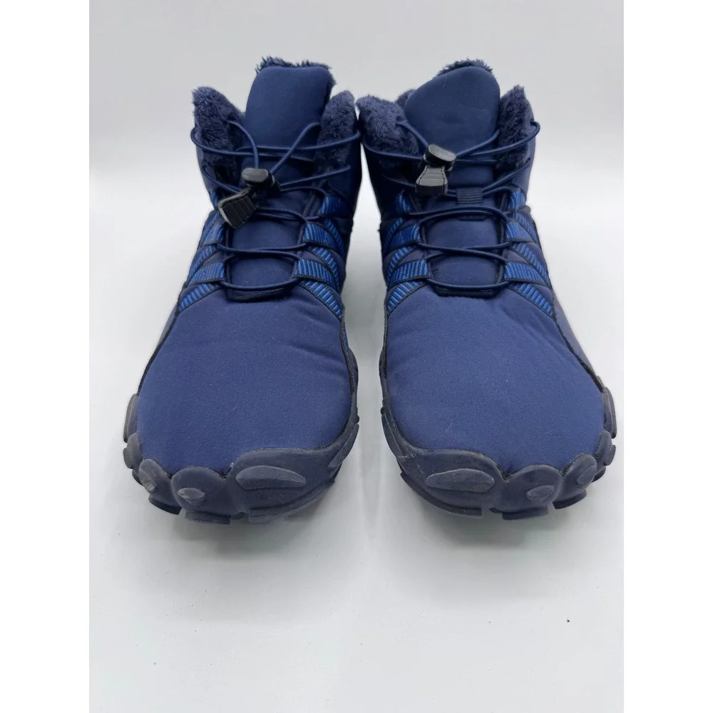 Size 43 Blue Barefoot Winter Ankle Boots Men's Faux‎ Fur Lined Minimalist Shoes